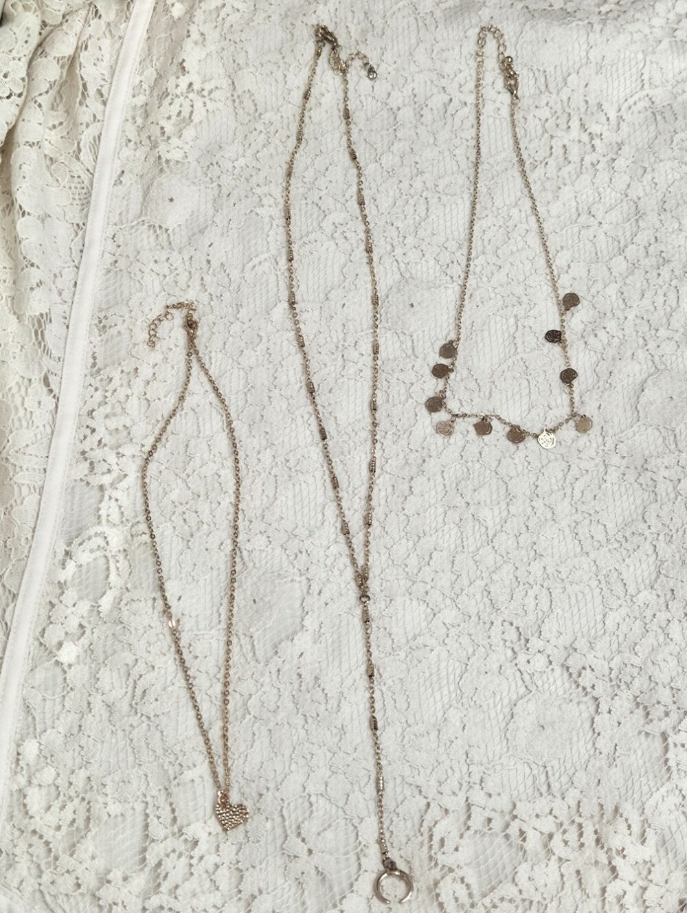 Dainty Gold Tone Costume Jewelry Necklace Set of 3